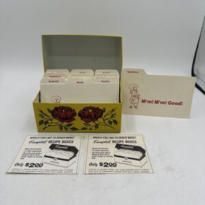 Vintage Recipe Box Index Recipe Cards Metal Floral Flowers Syndicate Colorful